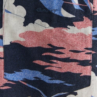  GANT Erkek Lacivert Relaxed Fit Klasik Yaka Desenli Gömlek