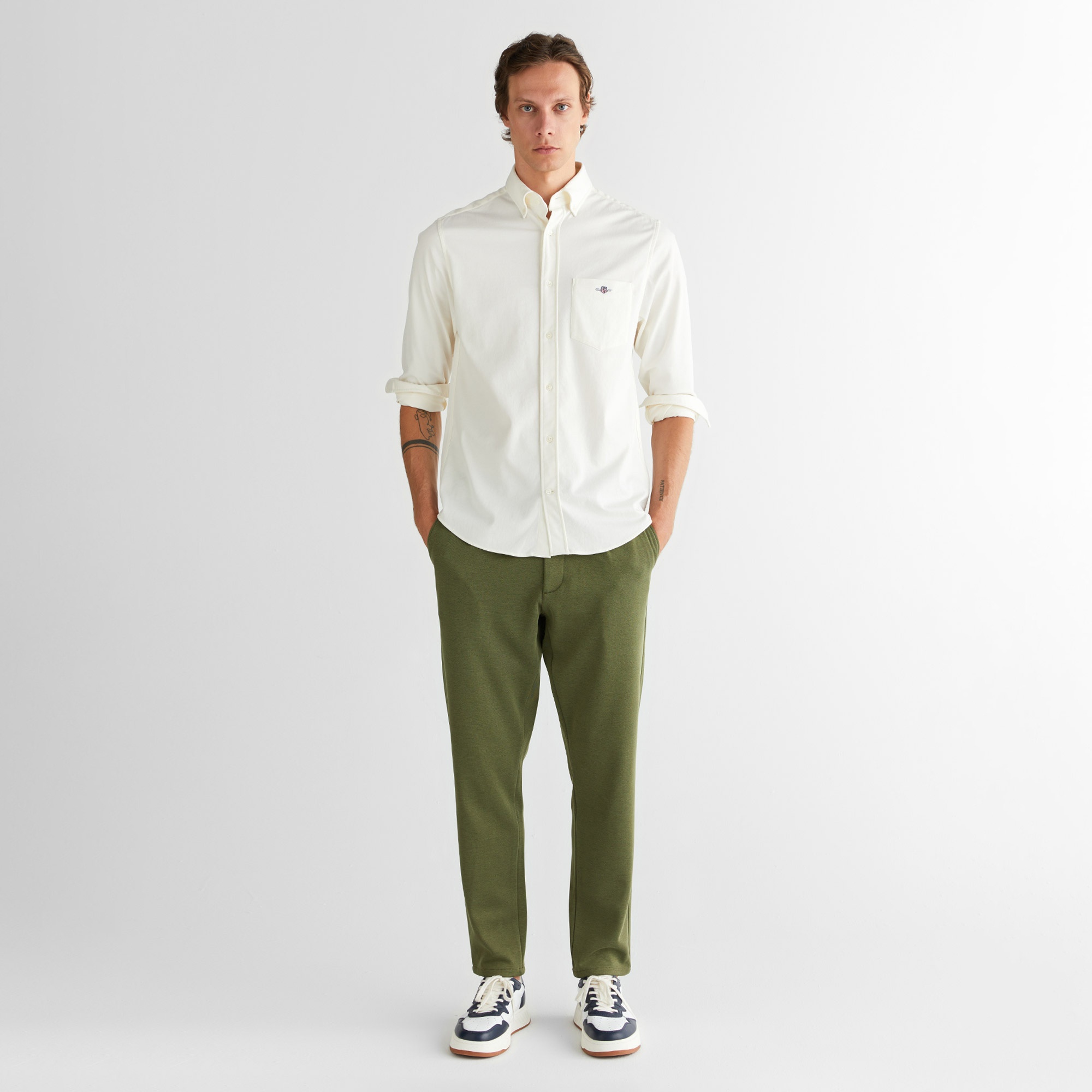 Gant Erkek Krem Regular Fit Düğmeli Yaka Gömlek