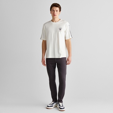  GANT Erkek Krem Relaxed Fit Bisiklet Yaka Logolu T-Shirt