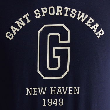 GANT Erkek Lacivert Regular Fit Bisiklet Yaka Logolu T-Shirt