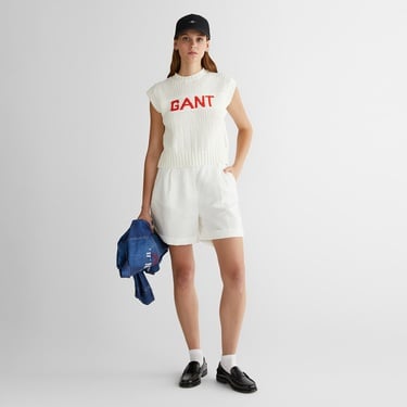  GANT Kadın Krem Bisiklet Yaka Logolu Triko