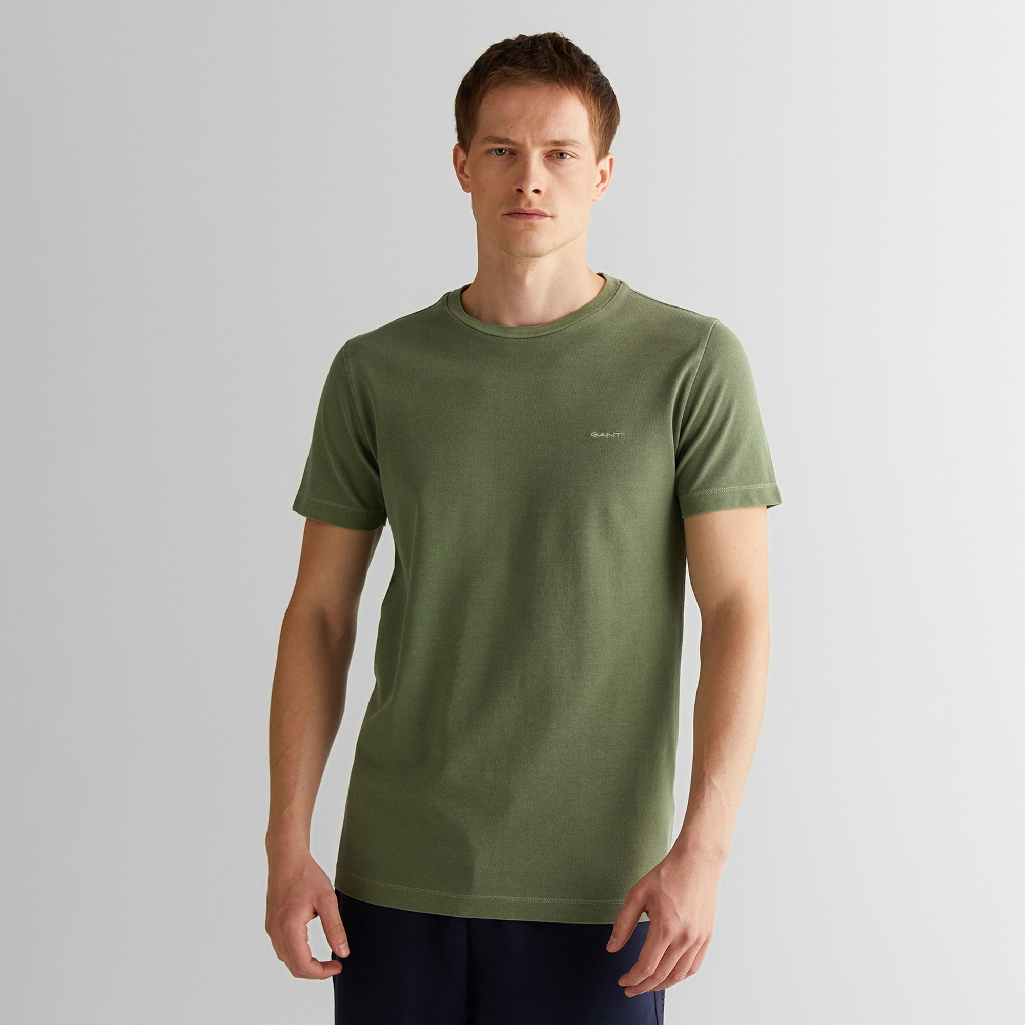 GANT Erkek Yeşil Slim Fit Bisiklet Yaka T-shirt