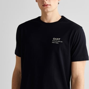  GANT Erkek Siyah Regular Fit Bisiklet Yaka Logolu T-Shirt