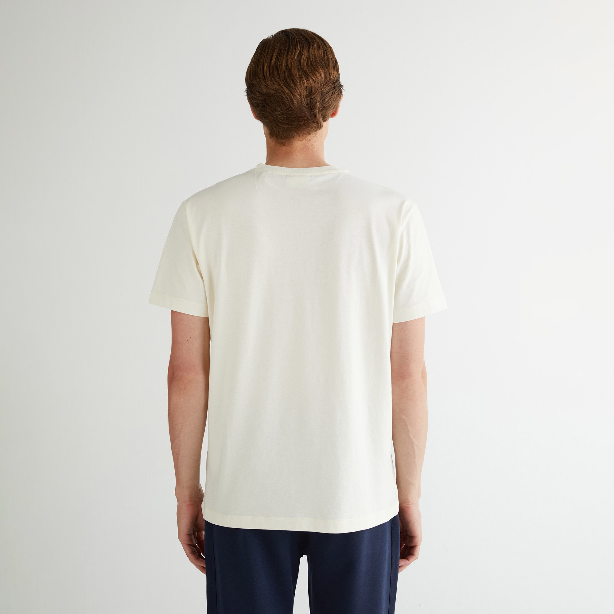 GANT Erkek Krem Regular Fit Bisiklet Yaka Logolu T-Shirt