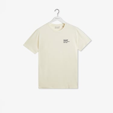  GANT Erkek Krem Regular Fit Bisiklet Yaka Logolu T-Shirt