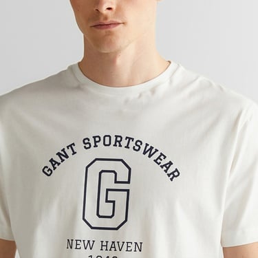  GANT Erkek Krem Regular Fit Bisiklet Yaka Logolu T-Shirt