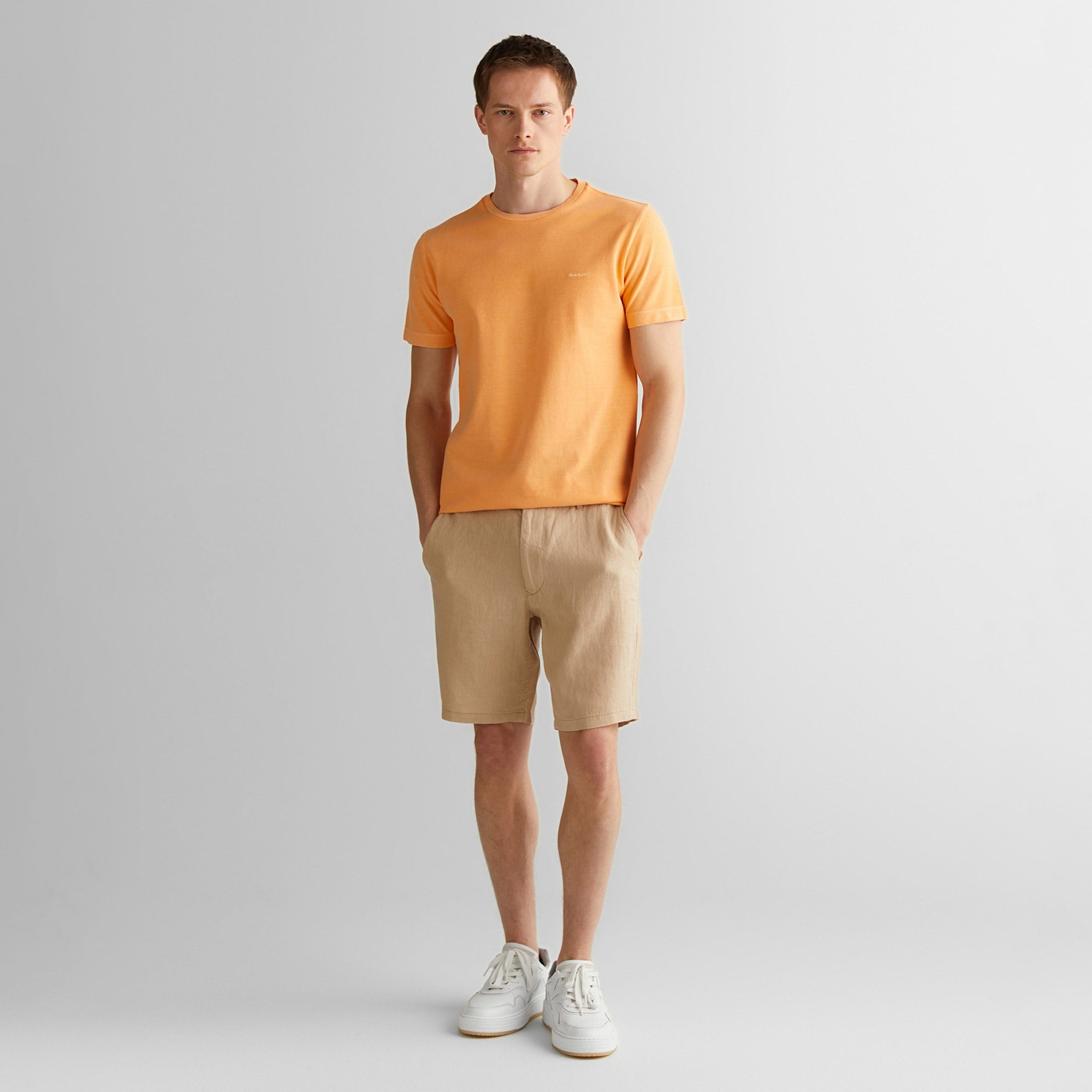 GANT Erkek Turuncu Slim Fit Bisiklet Yaka T-Shirt