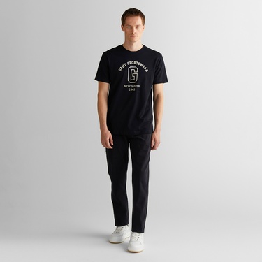  GANT Erkek Siyah Regular Fit Bisiklet Yaka Logolu T-Shirt