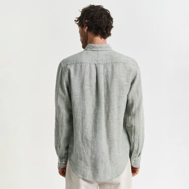  GANT Erkek Yeşil Regular Fit Düğmeli Yaka Keten Gömlek