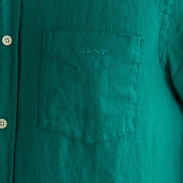  GANT Erkek Yeşil Regular Fit Düğmeli Yaka Keten Gömlek