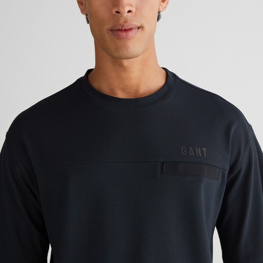  GANT Erkek Siyah Relaxed Fit Bisiklet Yaka Logolu T-Shirt