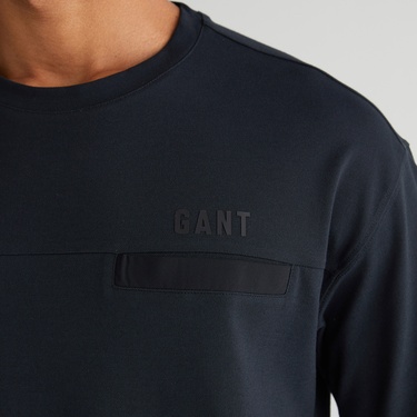  GANT Erkek Siyah Relaxed Fit Bisiklet Yaka Logolu T-Shirt