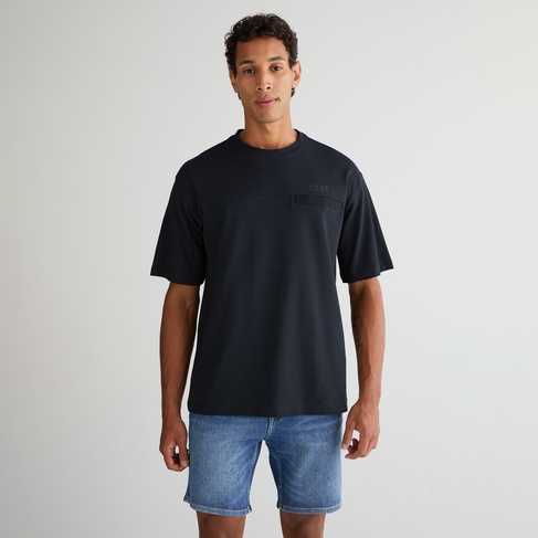  GANT Erkek Siyah Relaxed Fit Bisiklet Yaka Logolu T-Shirt