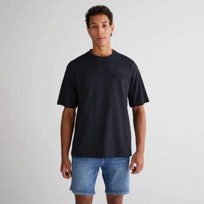  GANT Erkek Siyah Relaxed Fit Bisiklet Yaka Logolu T-Shirt