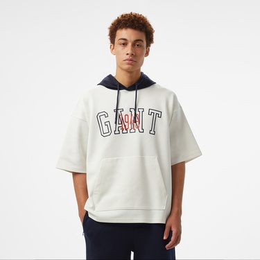  GANT Erkek Beyaz Kapüşonlu T-Shirt