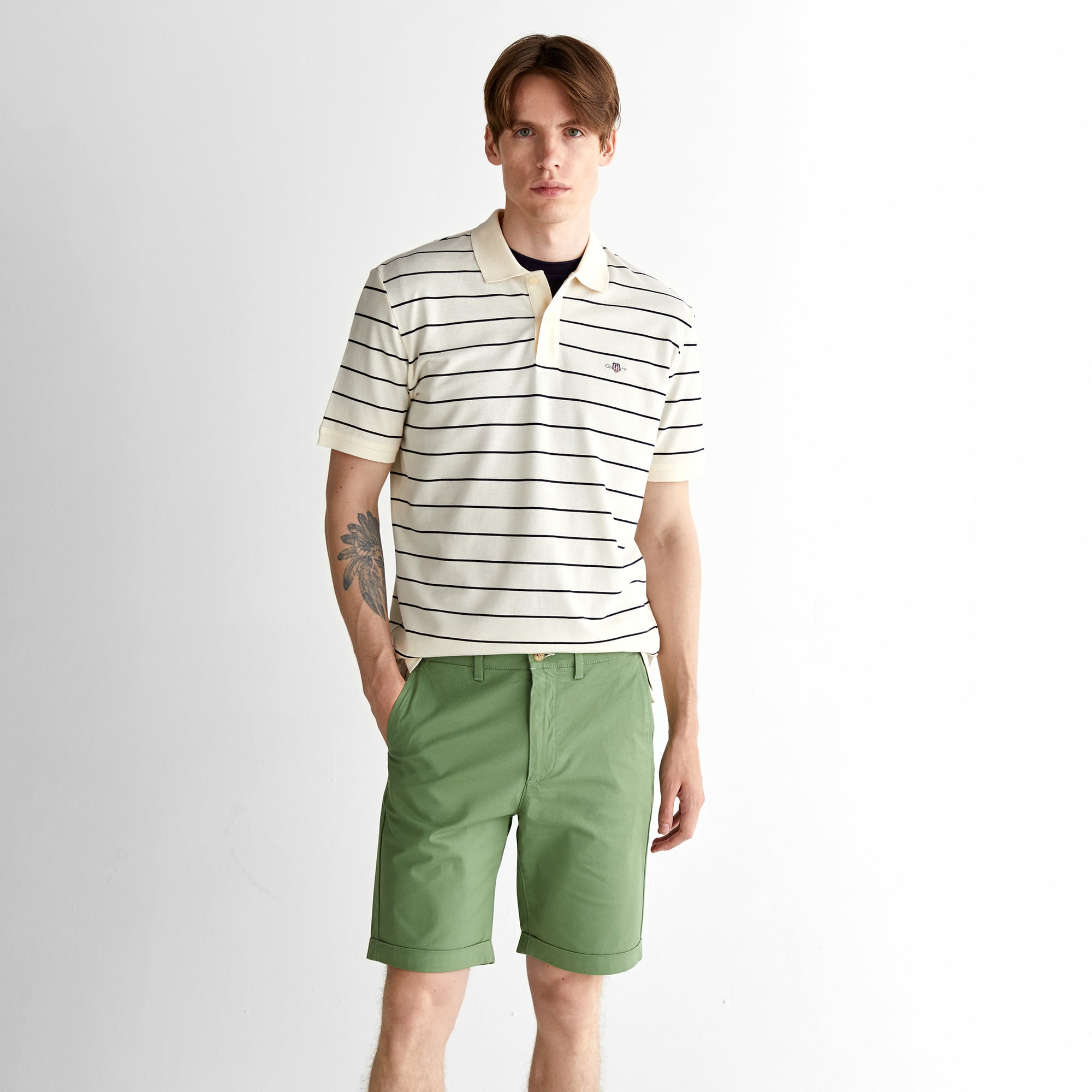  GANT Erkek Krem Regular Fit Çizgili Polo