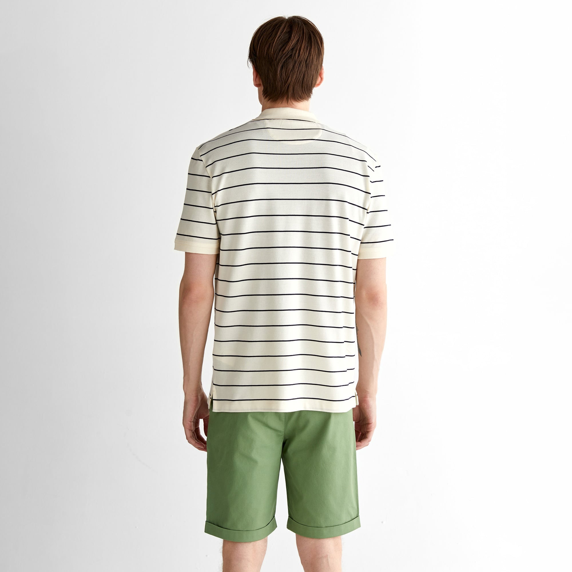 GANT Erkek Krem Regular Fit Çizgili Polo