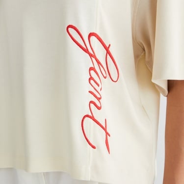  GANT Kadın Beyaz Bisiklet Yaka Renk Bloklu T-Shirt