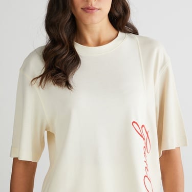  GANT Kadın Beyaz Bisiklet Yaka Renk Bloklu T-Shirt