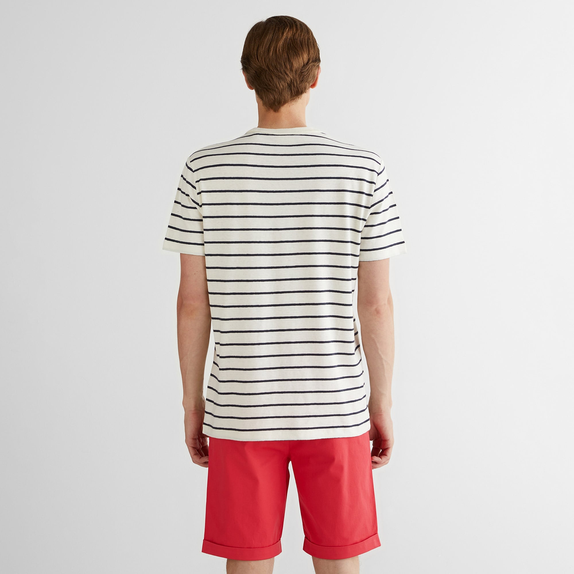 GANT Erkek Krem Regular Fit Bisiklet Yaka Çizgili T-Shirt