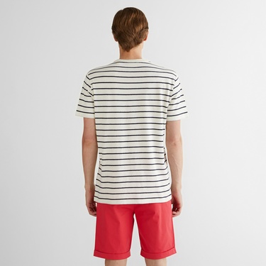  GANT Erkek Krem Regular Fit Bisiklet Yaka Çizgili T-Shirt