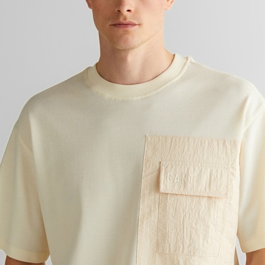  GANT Erkek Krem Relaxed Fit Bisiklet Yaka Logolu T-Shirt