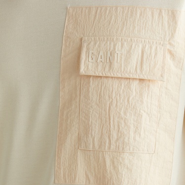  GANT Erkek Krem Relaxed Fit Bisiklet Yaka Logolu T-Shirt