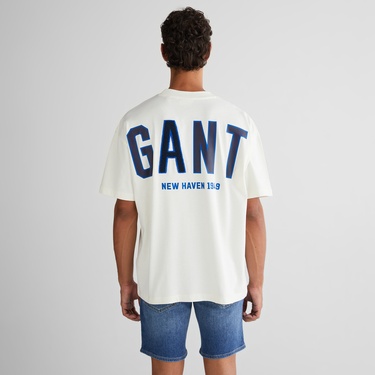  GANT Erkek Krem Relaxed Fit Bisiklet Yaka Logolu T-Shirt