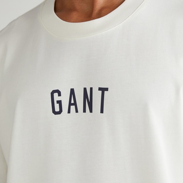  GANT Erkek Krem Relaxed Fit Bisiklet Yaka Logolu T-Shirt