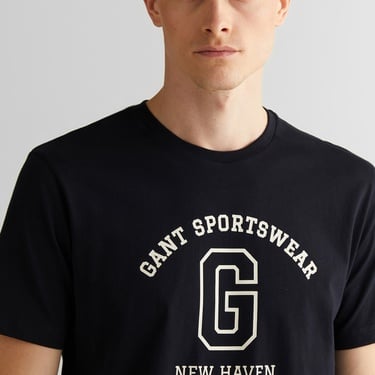  GANT Erkek Siyah Regular Fit Bisiklet Yaka Logolu T-Shirt