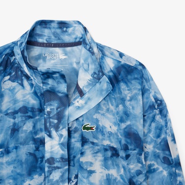  Kadın Relaxed Fit Dik Yaka Desenli Mavi Ceket