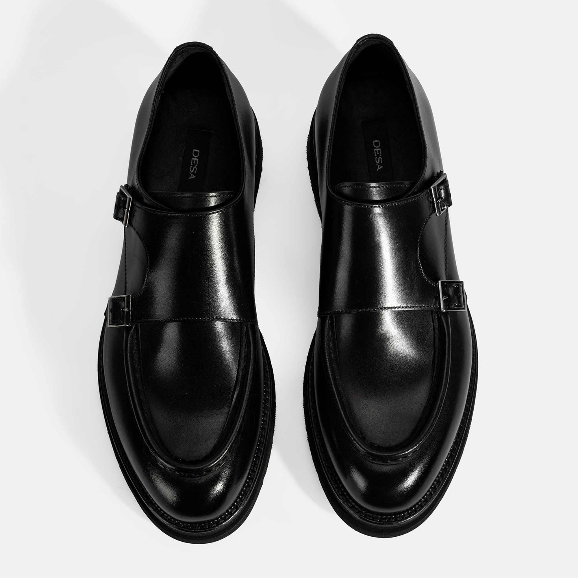 Erkek Siyah Metal Toka Detaylı Deri Klasik Ayakkabı