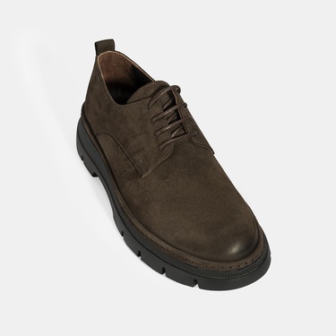  Erkek Kahve Bağcıklı Nubuk Deri Ayakkabı