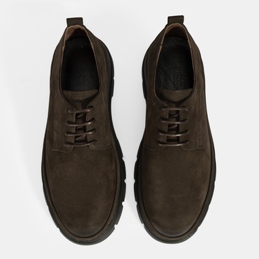  Erkek Kahve Bağcıklı Nubuk Deri Ayakkabı