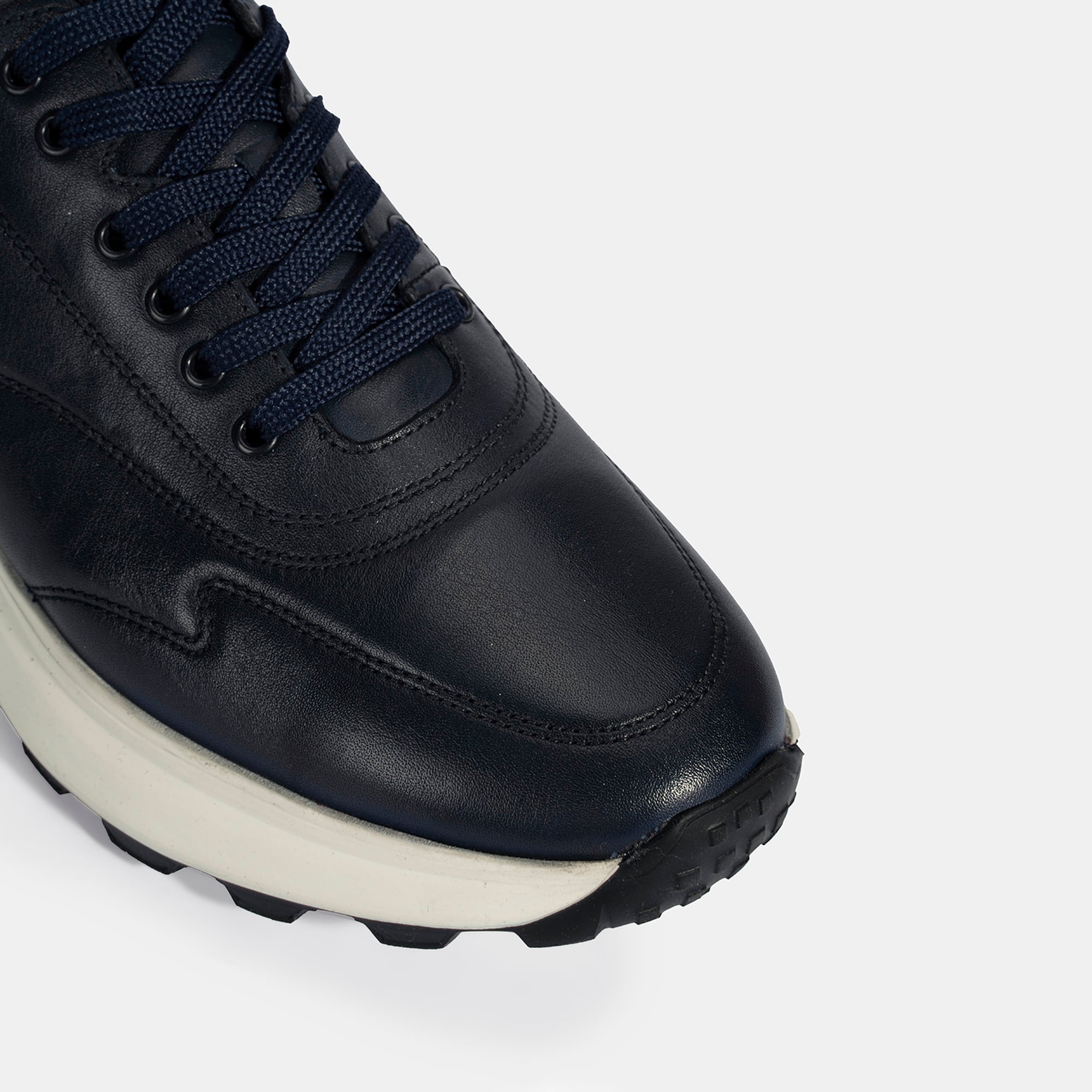 Erkek Lacivert Bağcıklı Deri Spor Ayakkabı