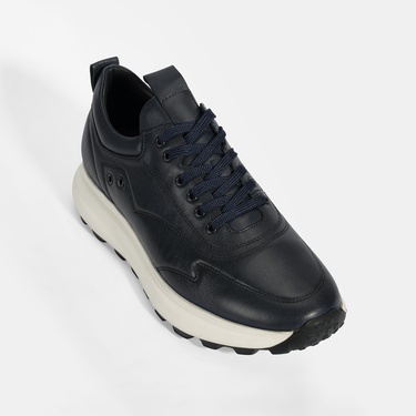  Erkek Lacivert Bağcıklı Deri Spor Ayakkabı