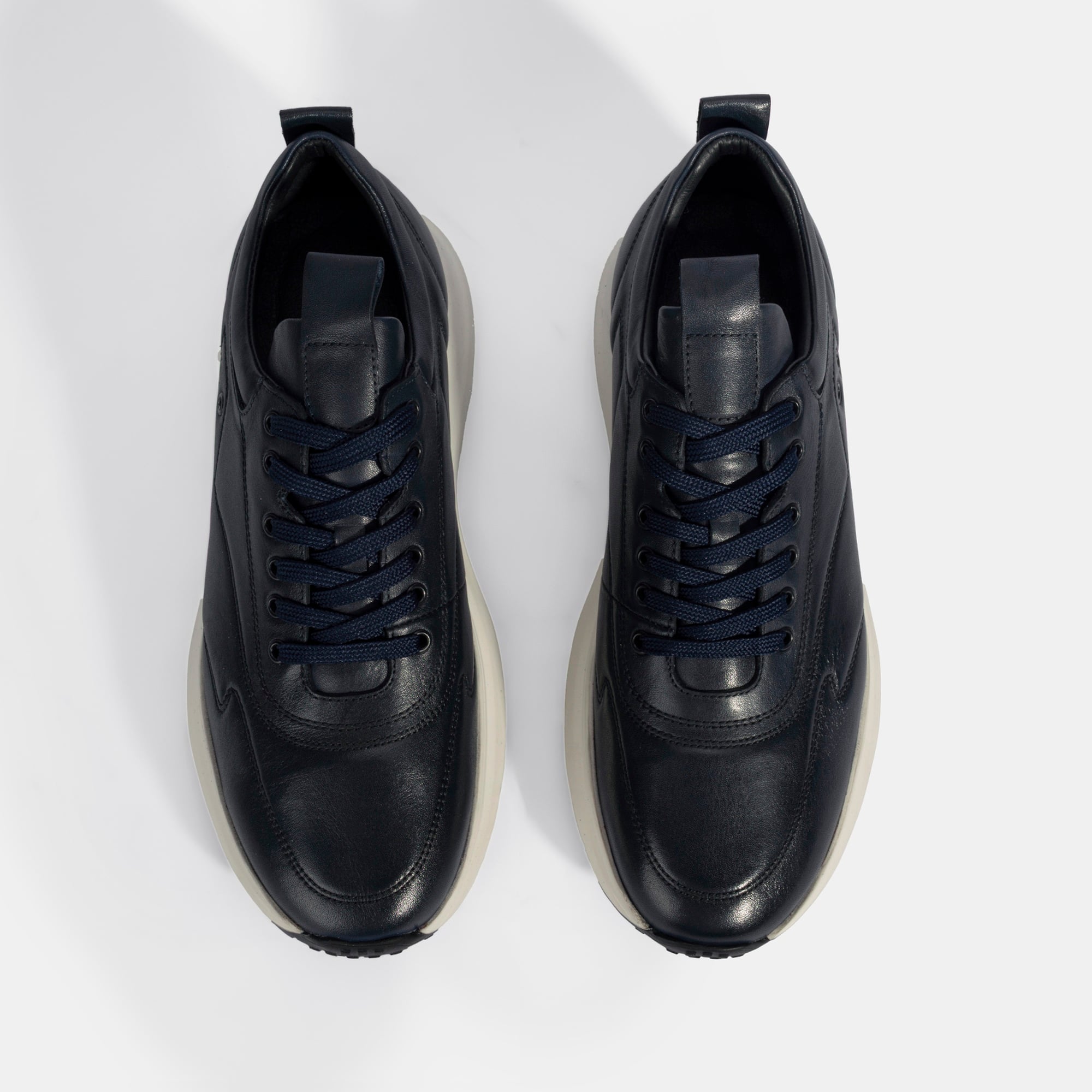 Erkek Lacivert Bağcıklı Deri Spor Ayakkabı