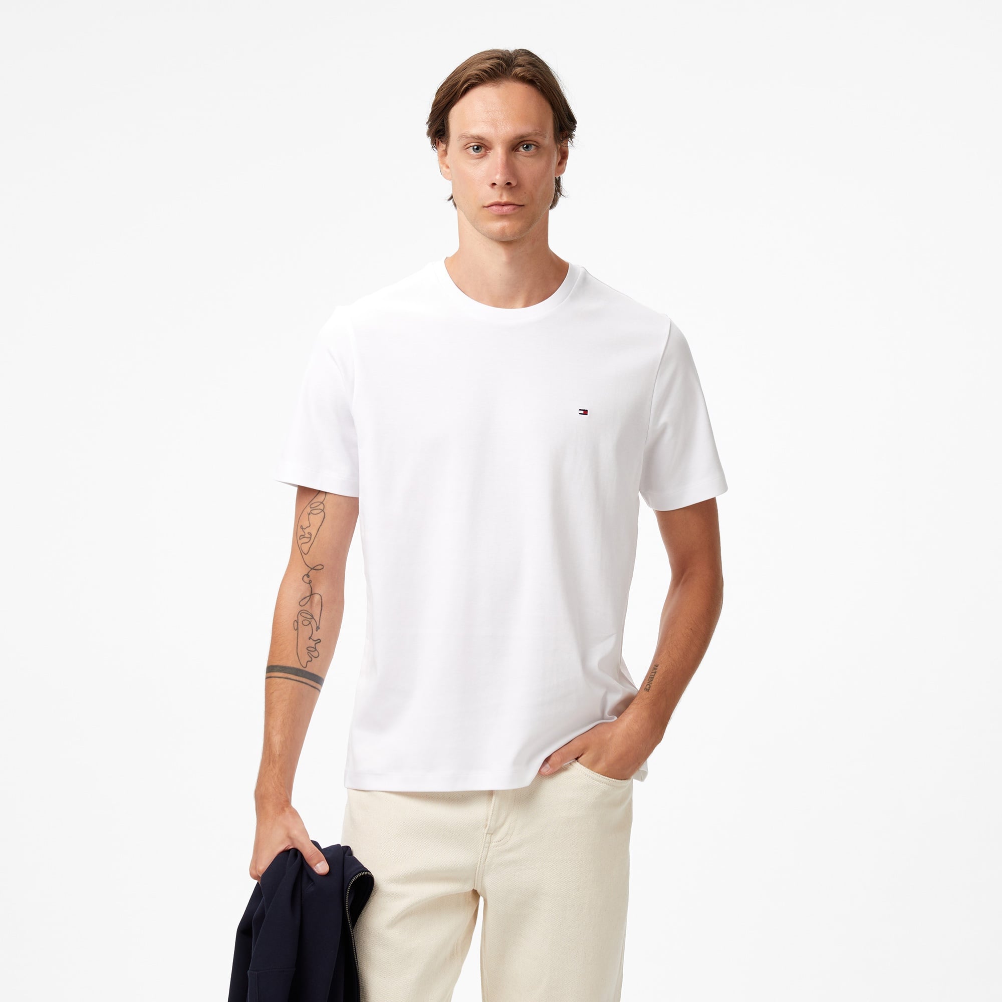 Tommy Hilfiger Light Interlock Erkek Beyaz T-Shirt