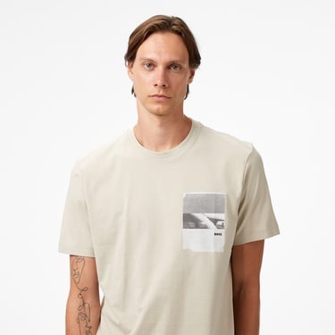  Boss Container Erkek Açık Bej T-Shirt