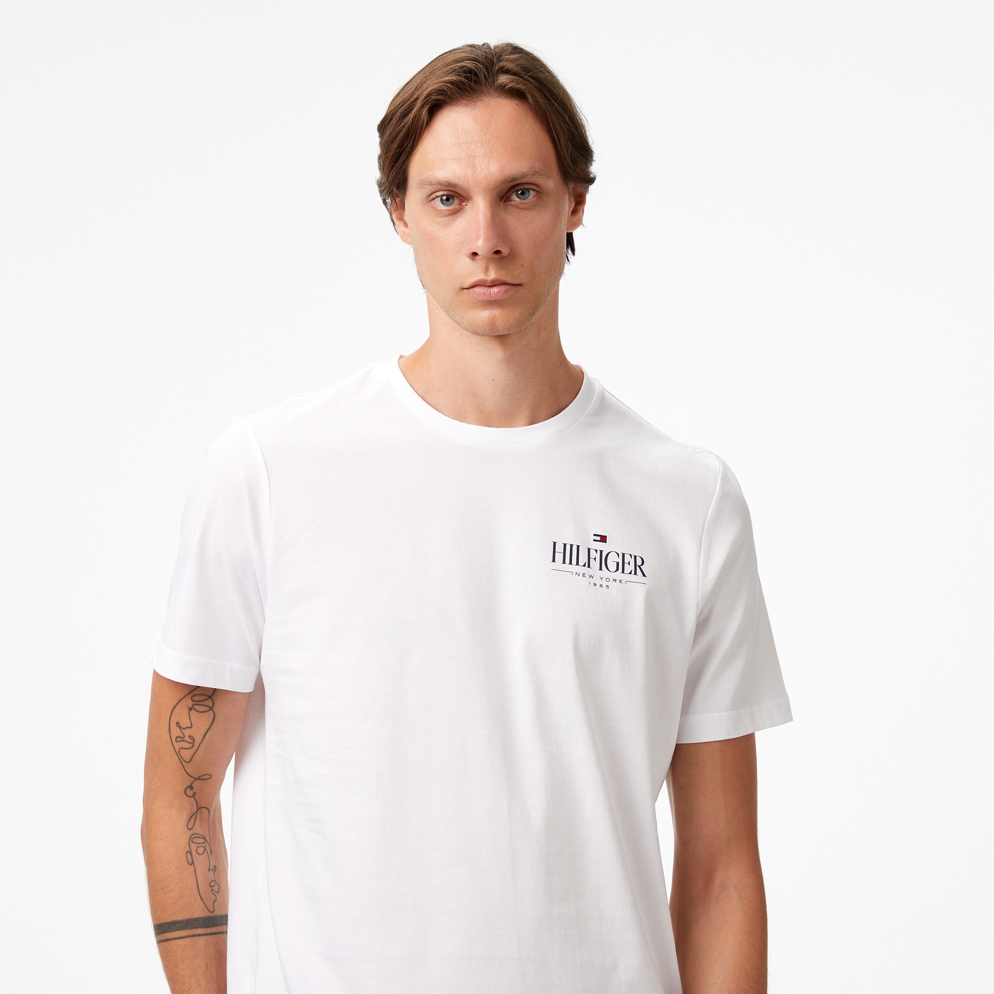 Tommy Hilfiger Stack Erkek Beyaz T-Shirt