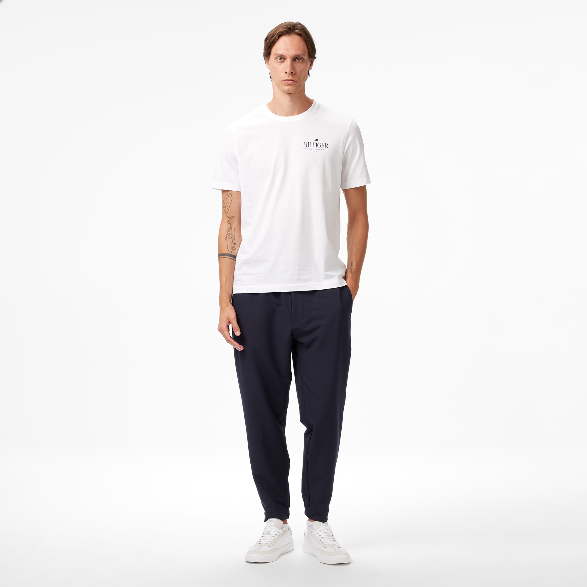 Tommy Hilfiger Stack Erkek Beyaz T-Shirt