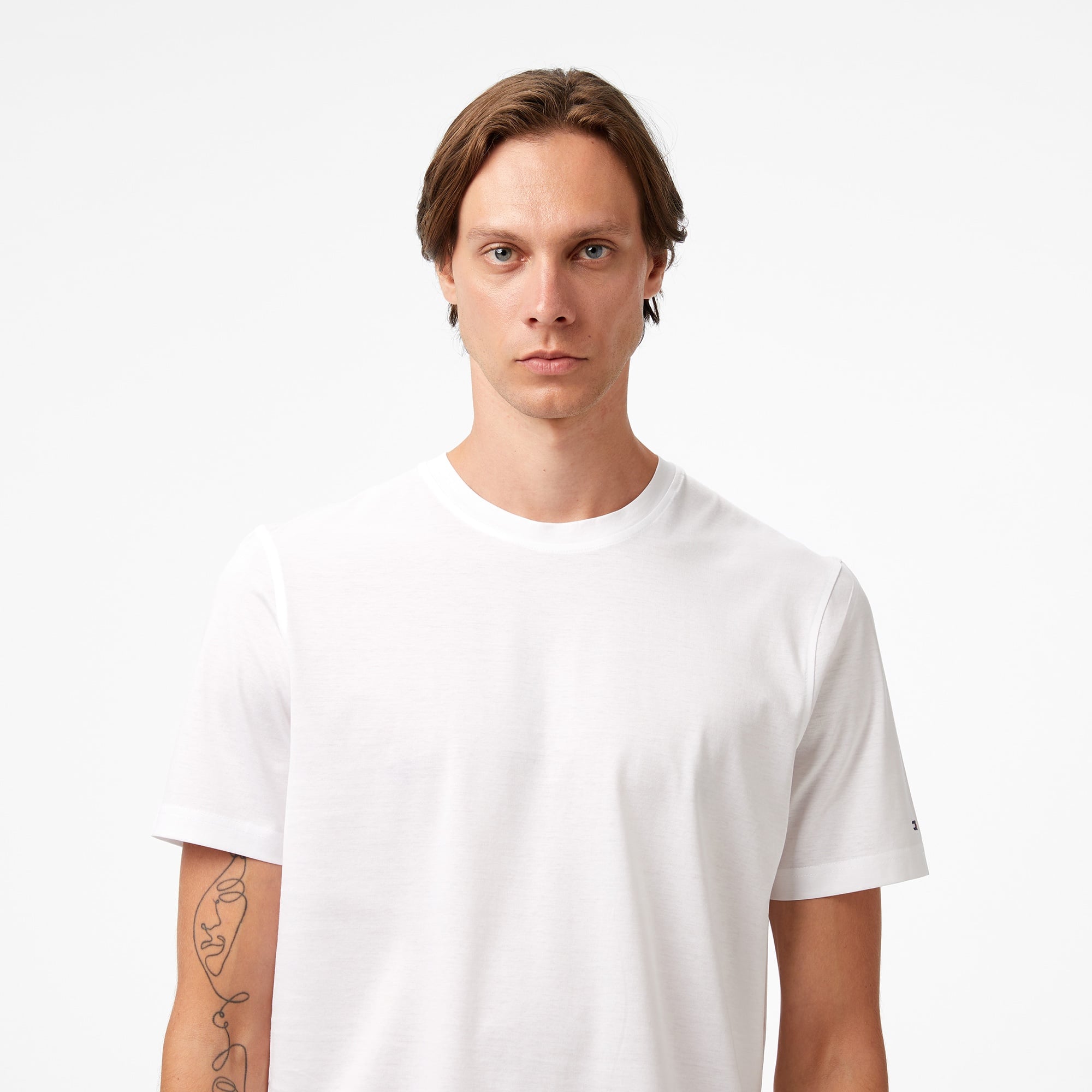 Tommy Hilfiger Mercerised Cotton Erkek Beyaz T-Shirt