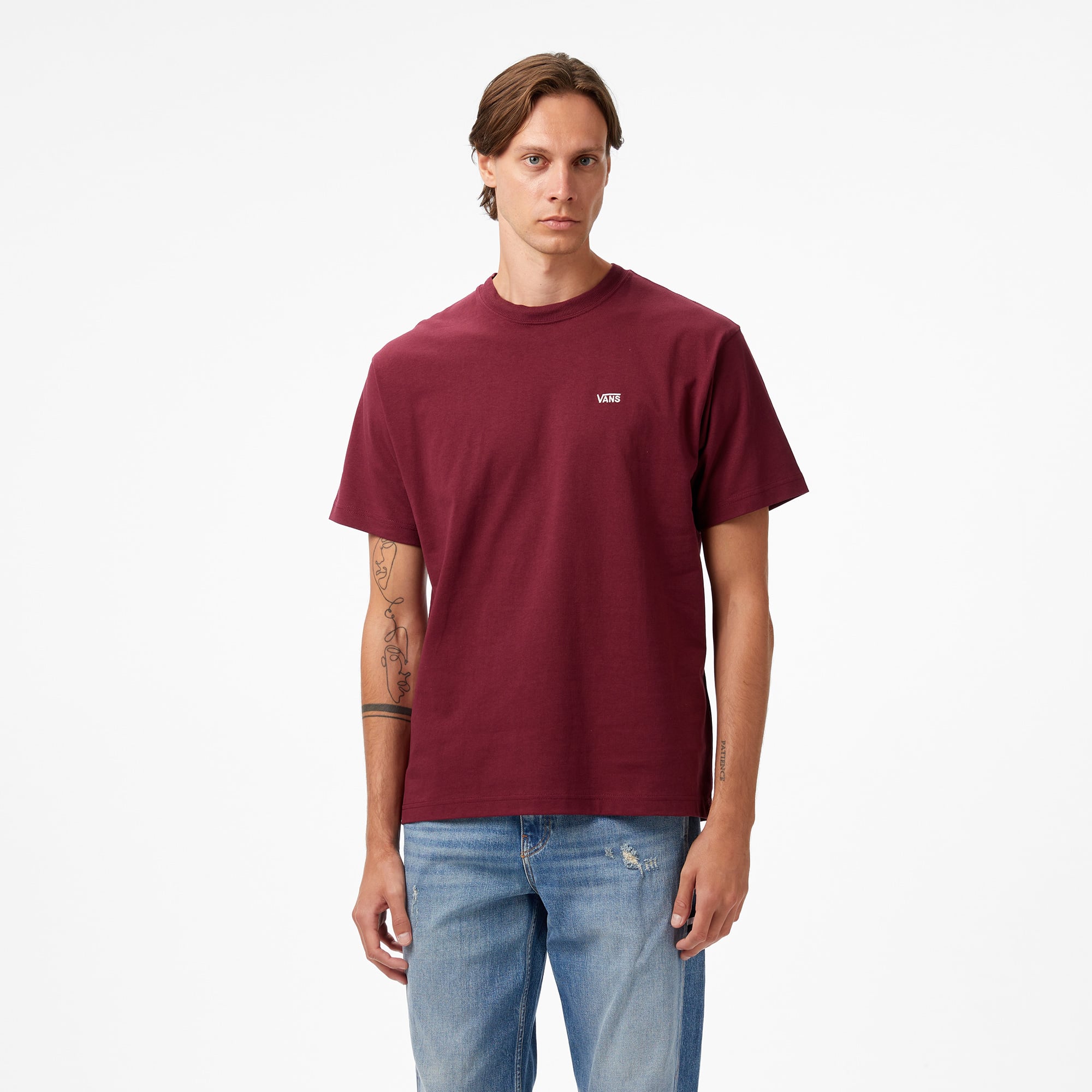  Vans Left Chest ii Loose Ss Erkek Bordo T-Shirt