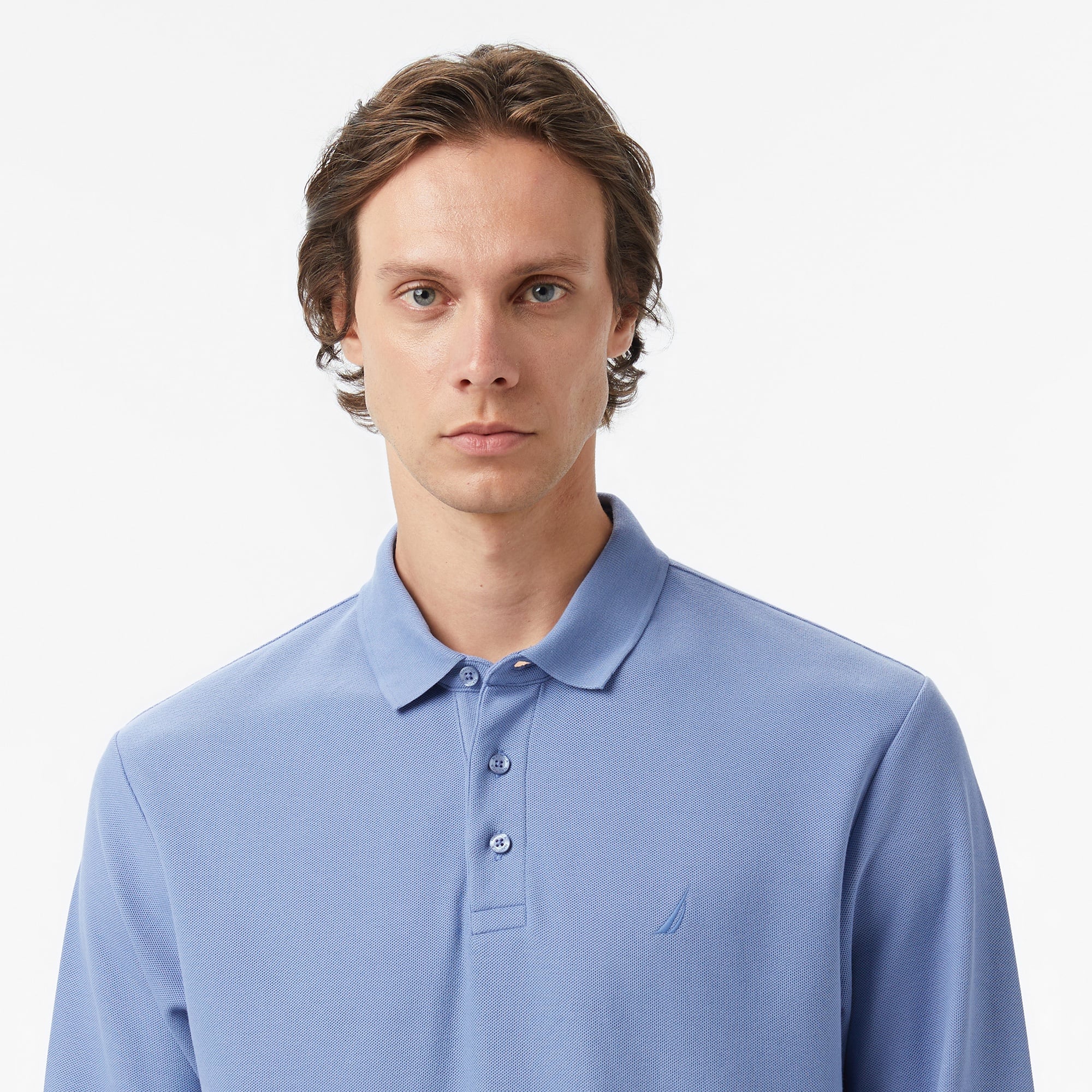 Nautica Classic Fit Uzun Kollu Polo Yaka Erkek Mavi T-shirt