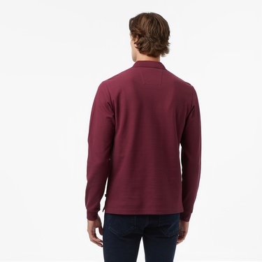  Nautica Erkek Bordo Classic Fit Uzun Kollu Polo Yaka T-Shirt
