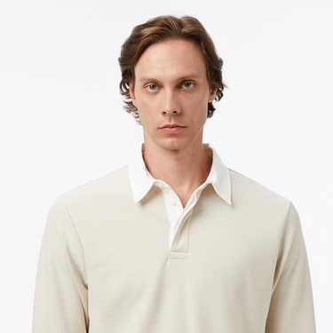  Nautica Erkek Bej Classic Fit Uzun Kollu Polo Yaka T-Shirt