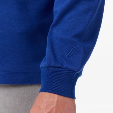  Nautica Erkek Mavi Classic Fit Uzun Kollu Polo Yaka T-Shirt