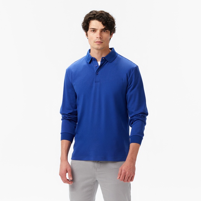  Nautica Erkek Mavi Classic Fit Uzun Kollu Polo Yaka T-Shirt