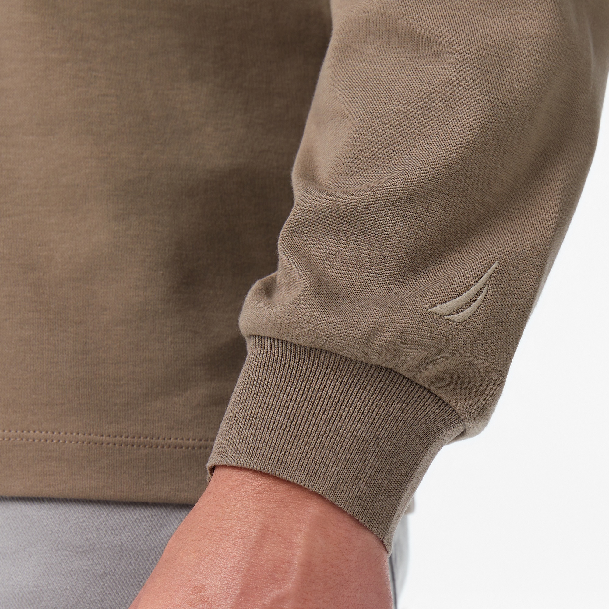 Nautica Erkek Kahverengi Classic Fit Uzun Kollu Polo Yaka T-Shirt