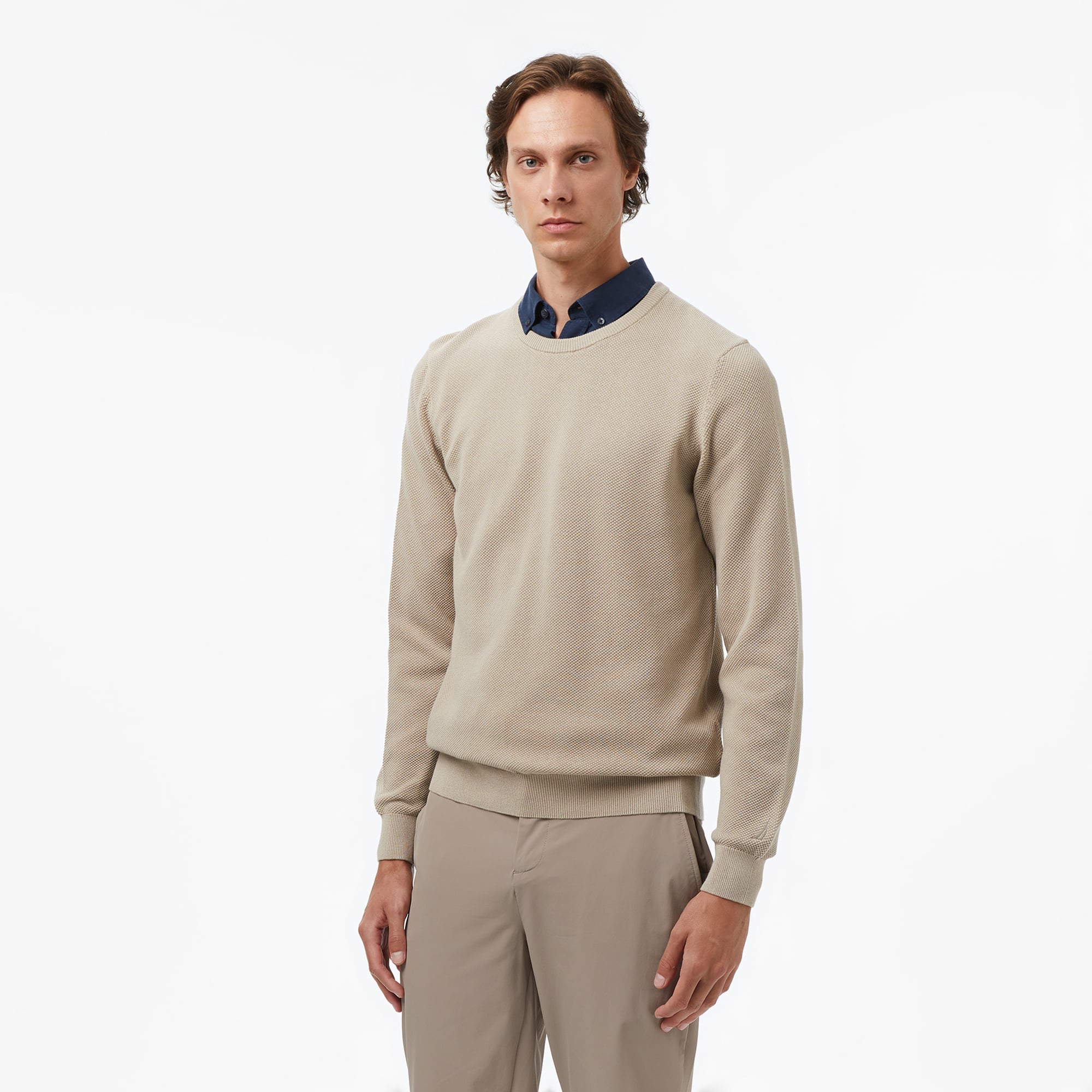  Nautica Erkek Bej Classic Fit Kazak